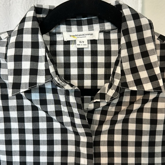Beachlunchlounge Black and White Gingham Buttondown Shirtdress - Picture 3 of 7